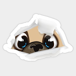 CUTE PUG HIDING DESIGN Sticker